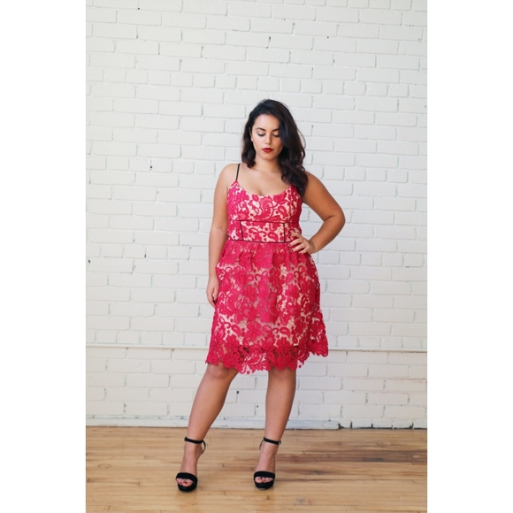 ABS by Allen Schwartz | Lace overlay summer cocktail dress - Picture 1 of 3